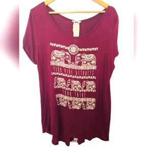 French Pastry Women's Burgundy Lace Back Top Size 2xl